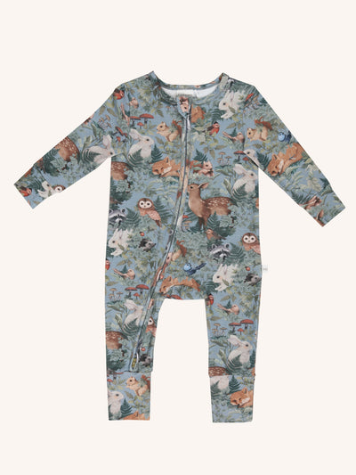 'In The Woods' Timeless Coverall Onesie - Dusty Blue