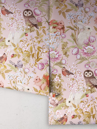 'Woodlands' Wallpaper-Darling Pink
