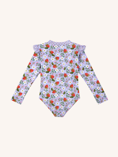 'Hearts Floral' Delphine Junior One Piece Swimsuit - Bright Violet