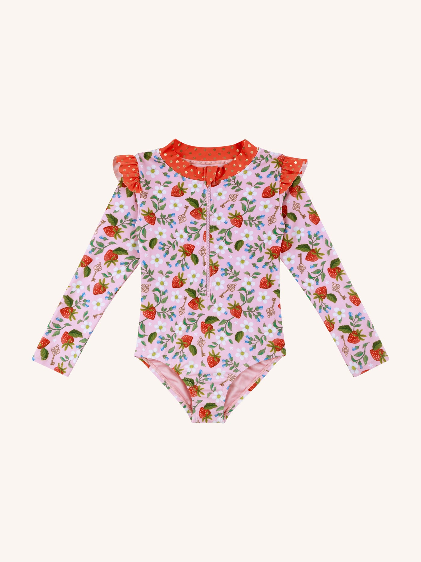 'Hearts Floral' Delphine Baby Swimsuit - Pink