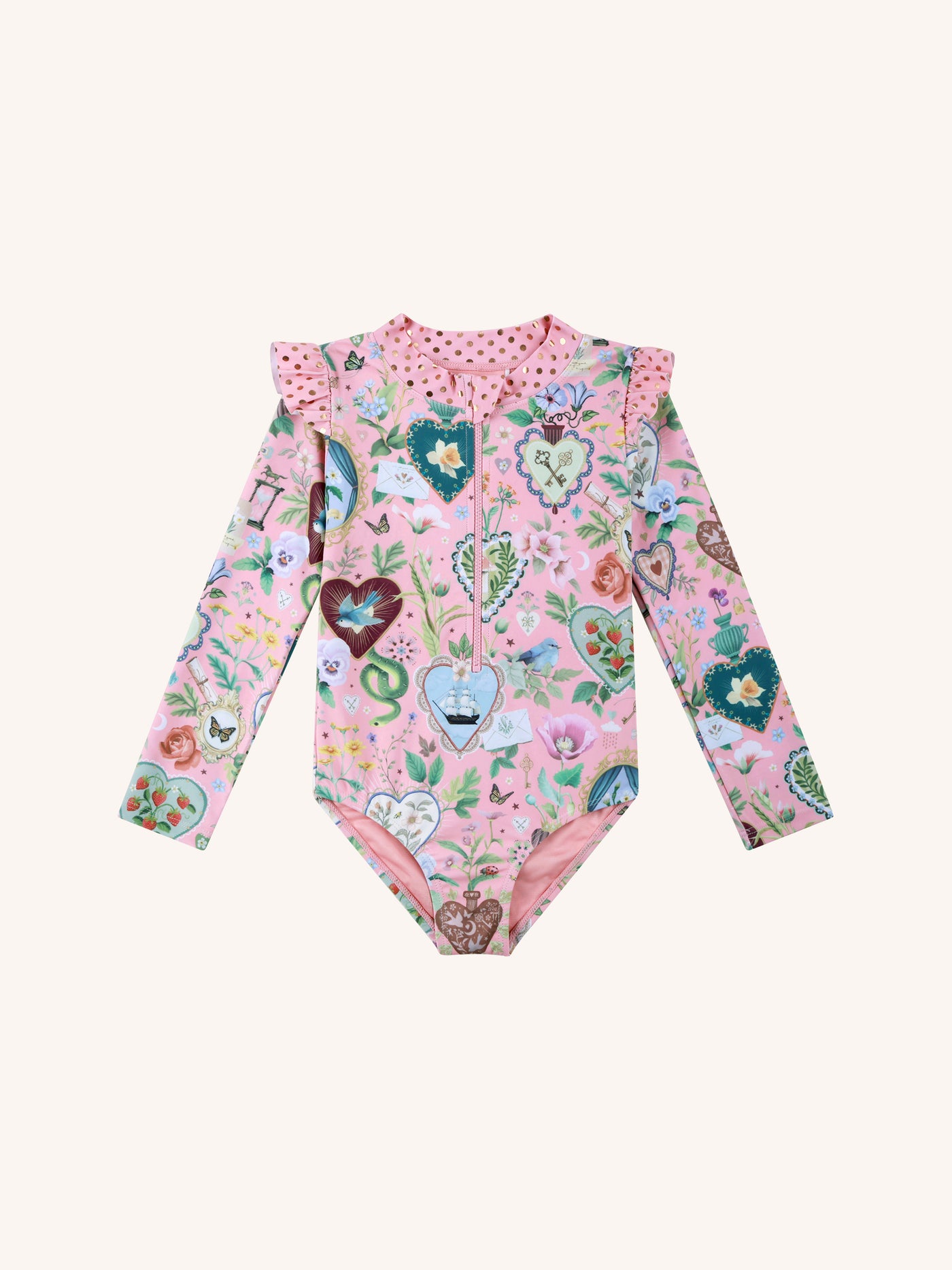'All my Hearts' Delphine Baby Swimsuit - Pink Love