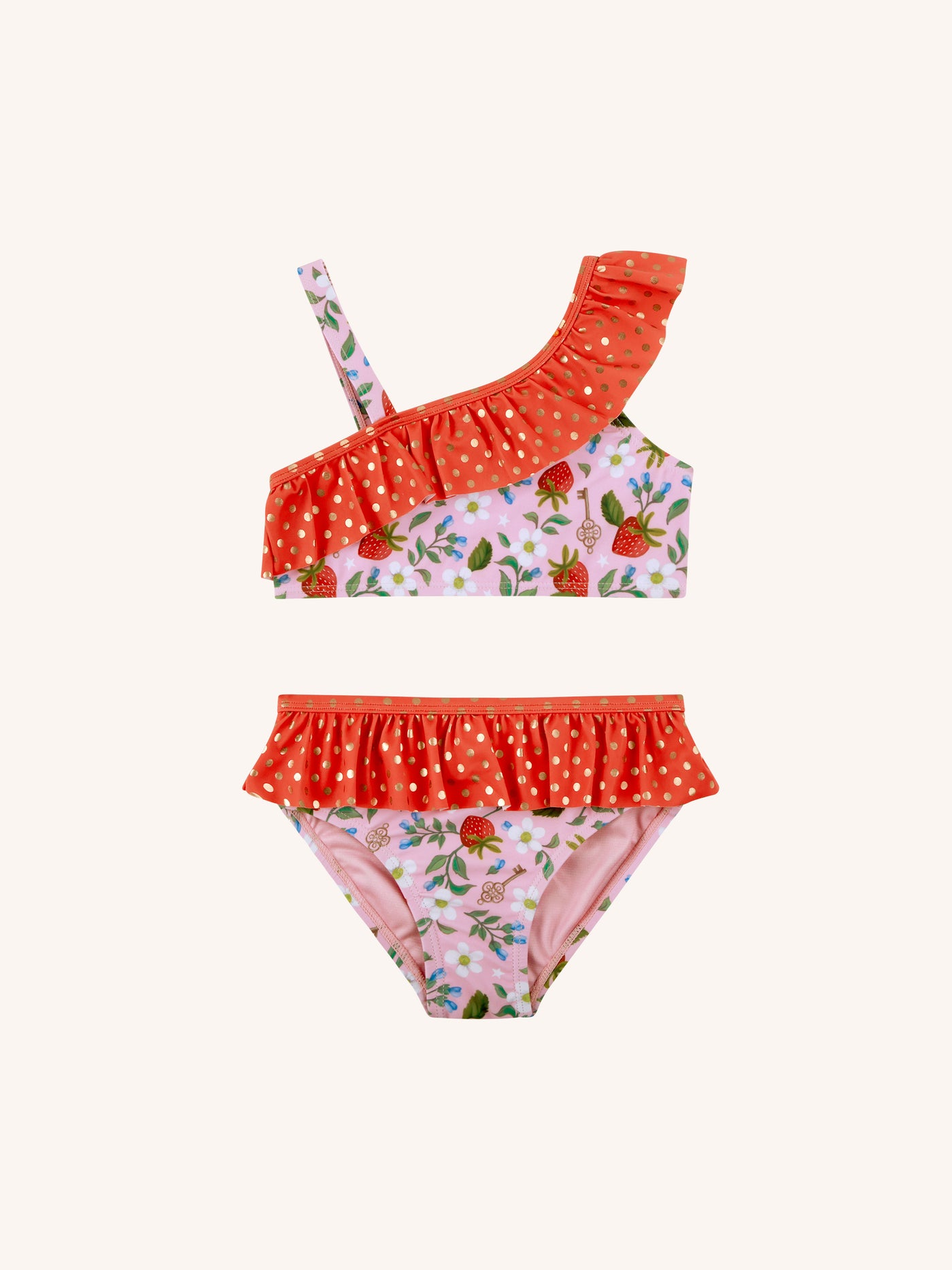 'Hearts Floral' Cascade Two Piece Swimsuit - Pink