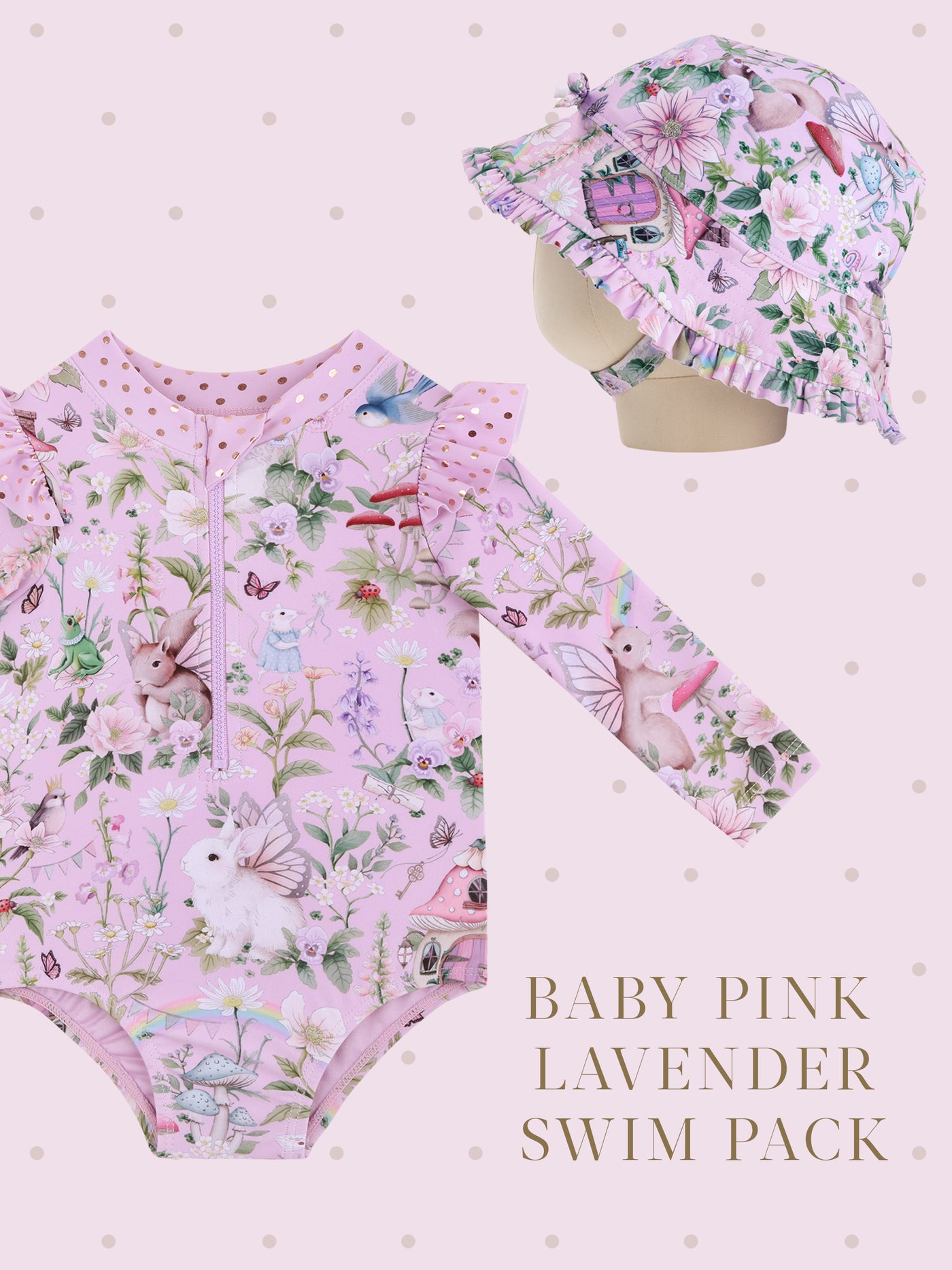 'Fairyland' Baby Pink Lavender Swimsuit Pack