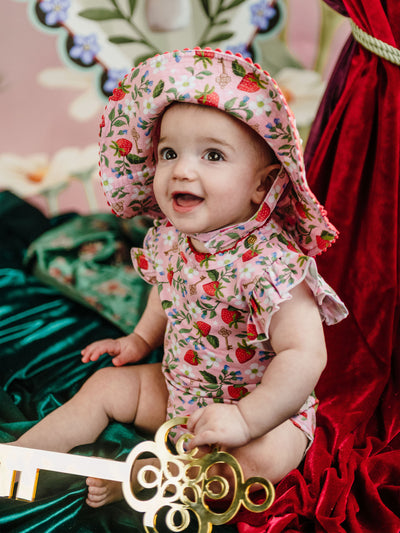 'Hearts Floral' Sunday Baby Hat - Pink