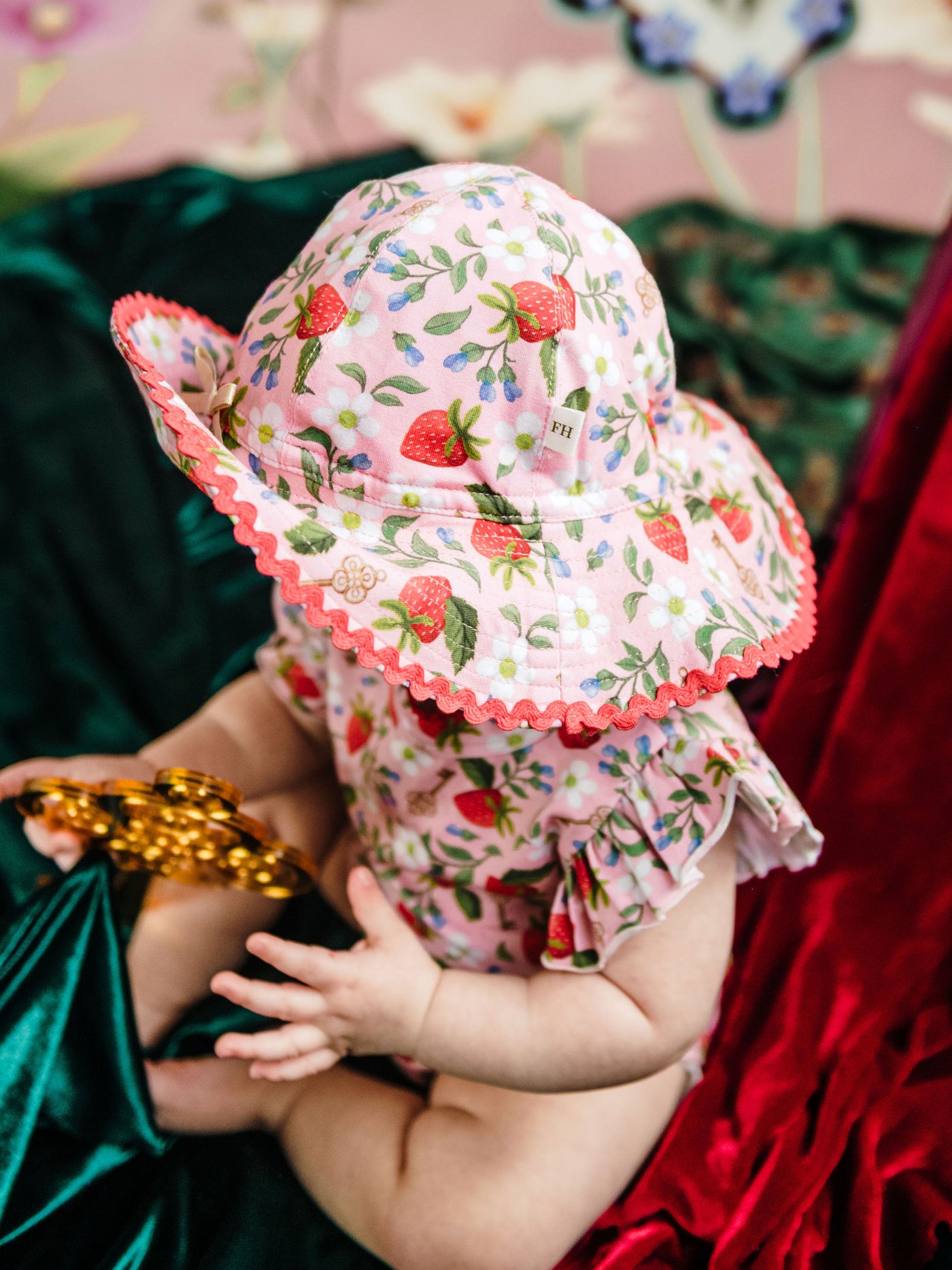 'Hearts Floral' Sunday Baby Hat - Pink