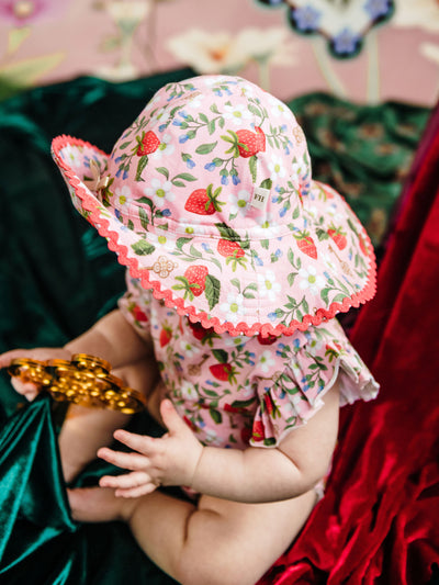 'Hearts Floral' Sunday Baby Hat - Pink