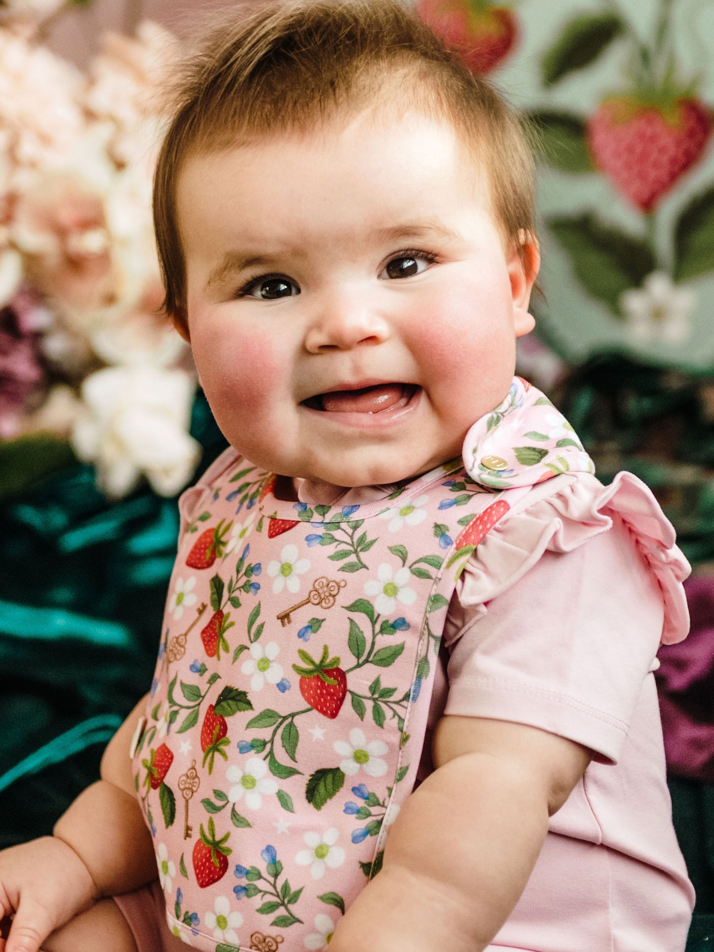 'Hearts Floral' Dandy Duo Bibs - 2 Pack - Pink