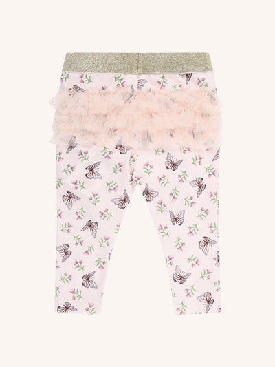 'Dancing Butterflies' Fabulous Frilled Legging - Pearl