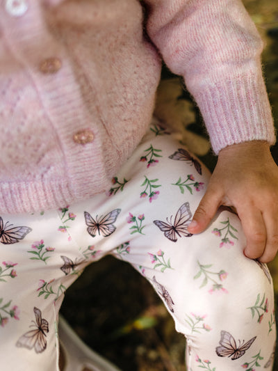 'Dancing Butterflies' Fabulous Frilled Legging - Pearl