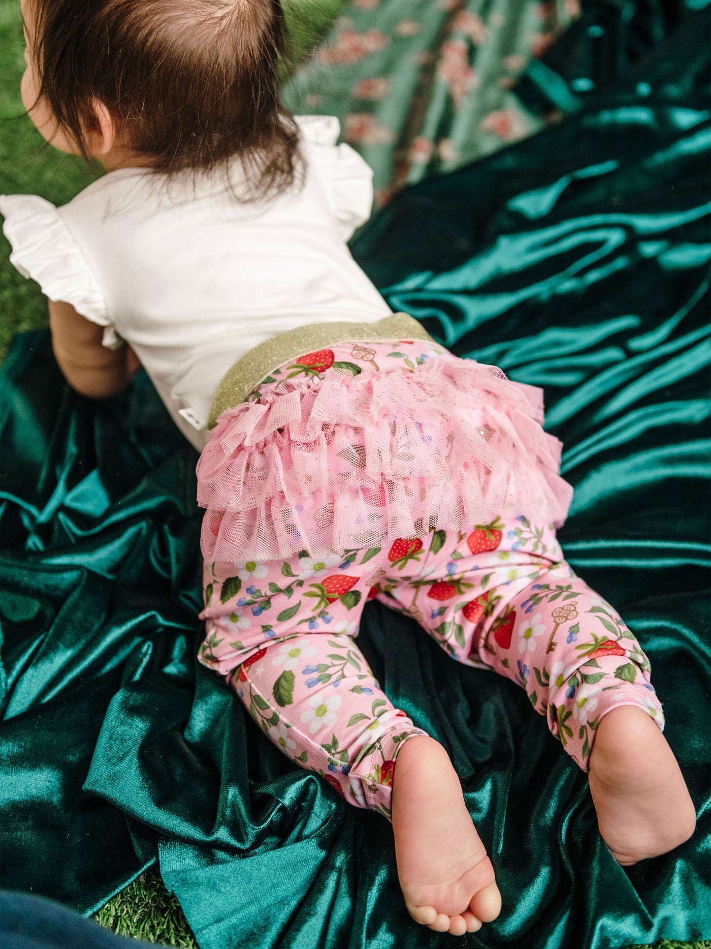 'Hearts Floral' Fabulour Frill Legging - Pink