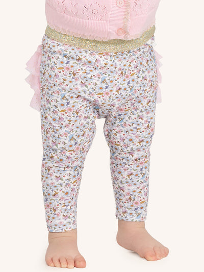 'Forget-me-nots' Fabulous Frilled Legging - Snow