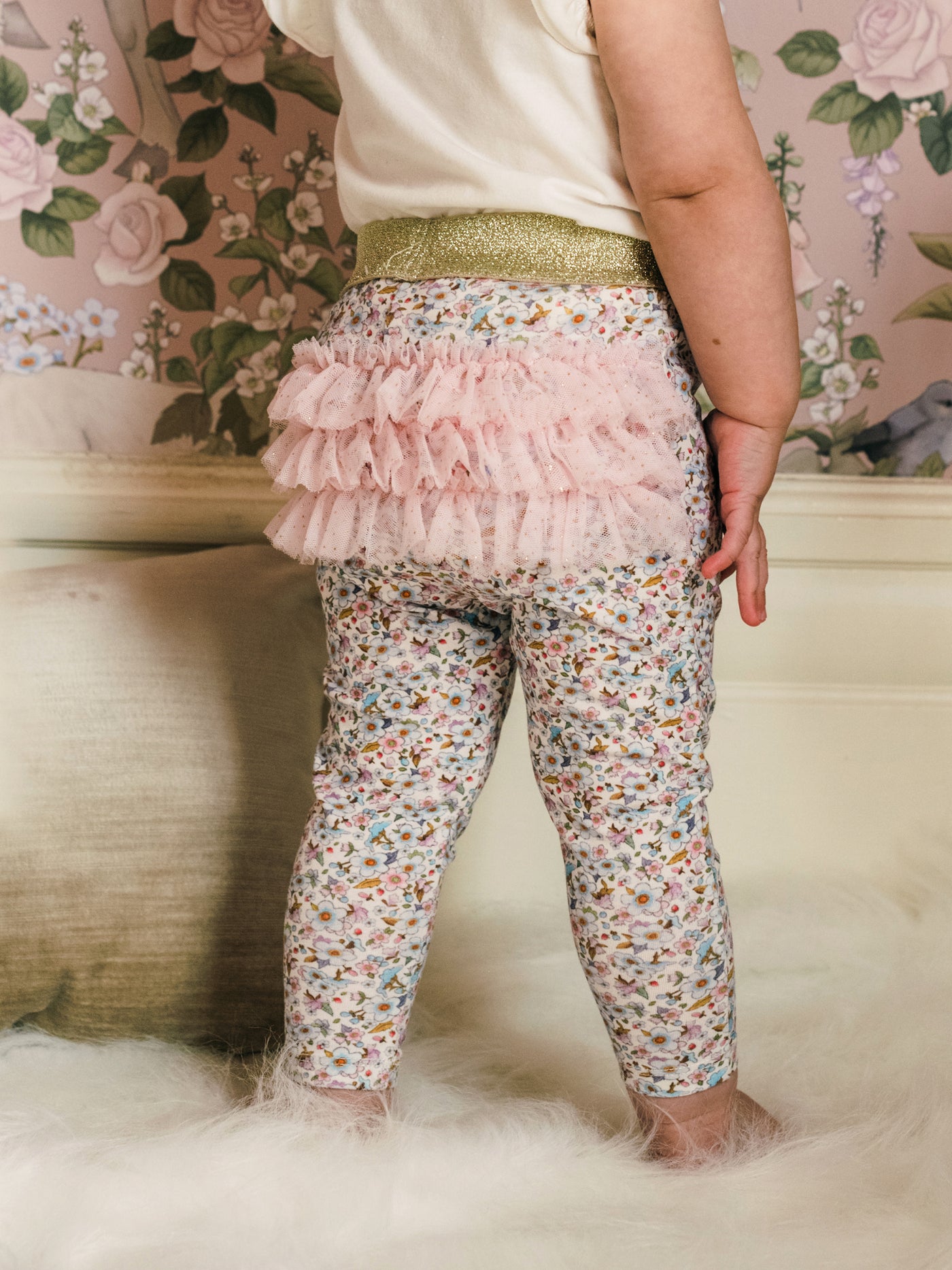 'Forget-me-nots' Fabulous Frilled Legging - Snow