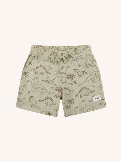 'Prehistorica' Verdan Short - Olive Leaf