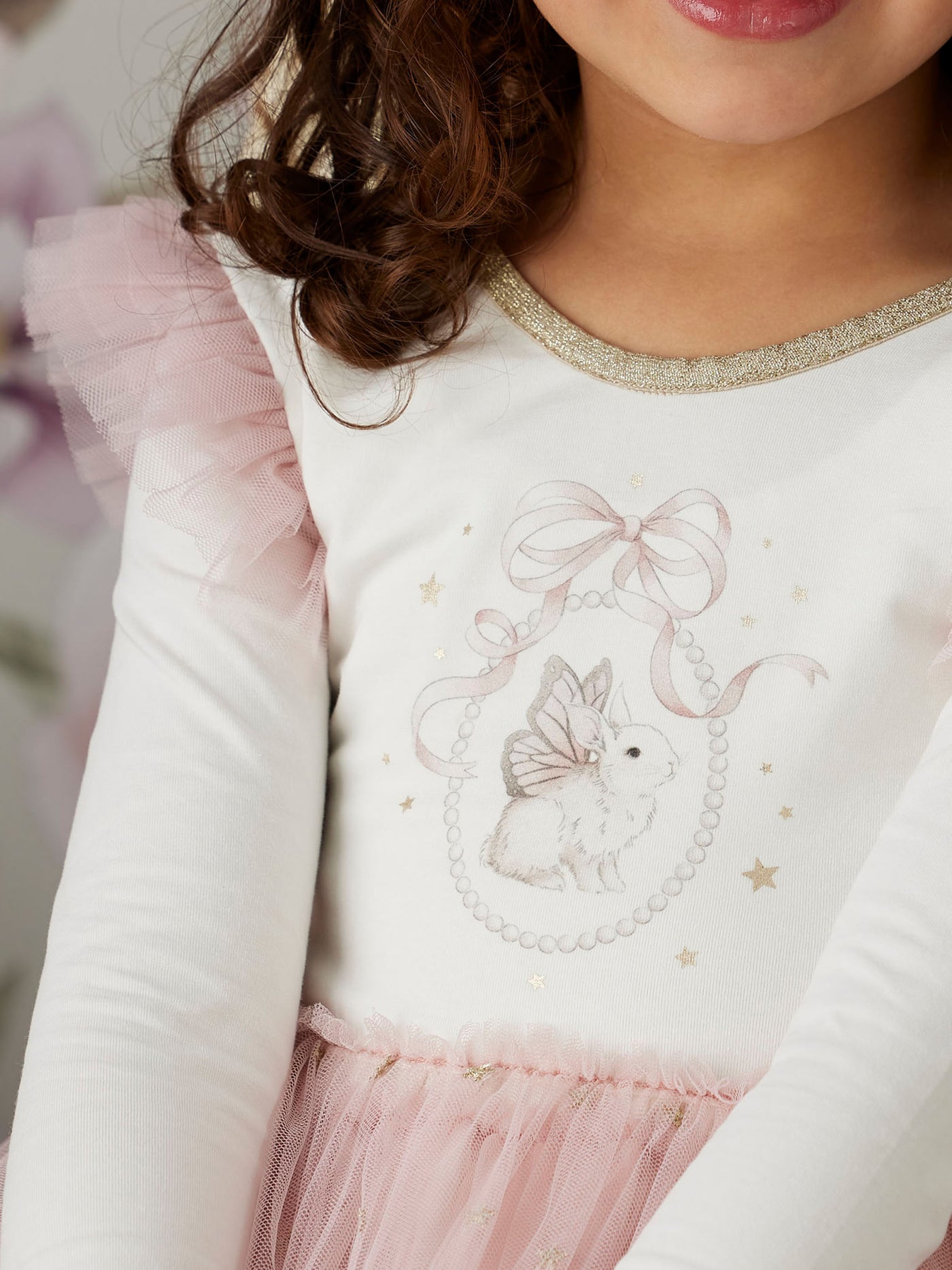 'Bunny Cameo' Embroidered Tutu Dress