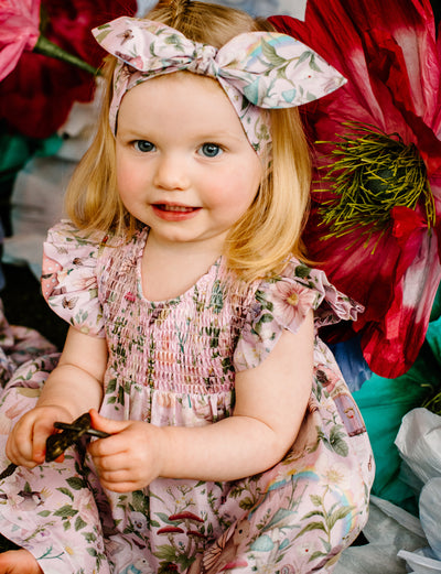 Lovesome Shirred Dress & Headband Set - Pink Lavender