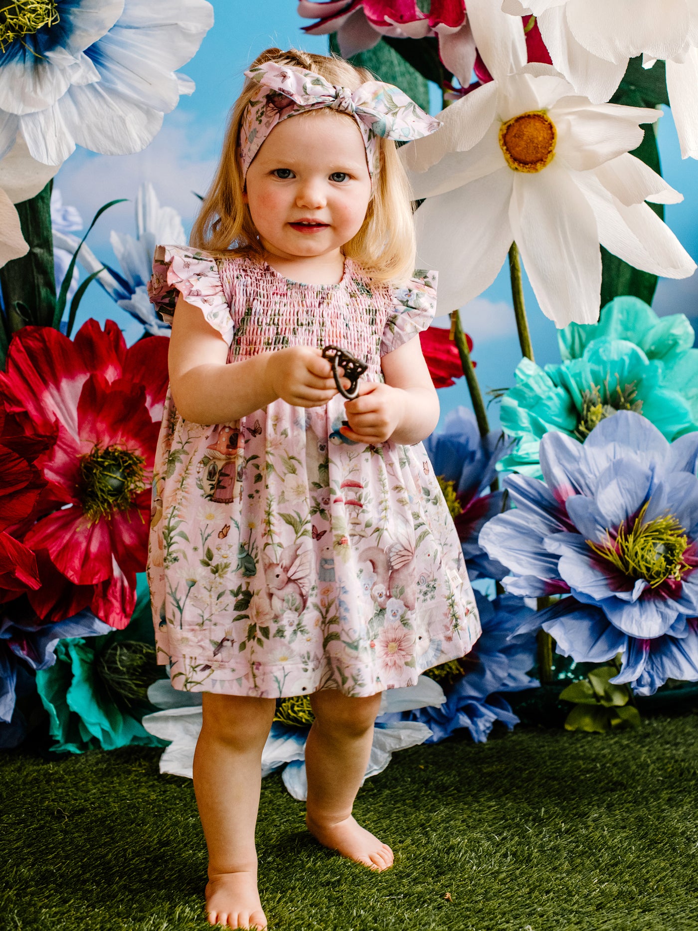 Lovesome Shirred Dress & Headband Set - Pink Lavender