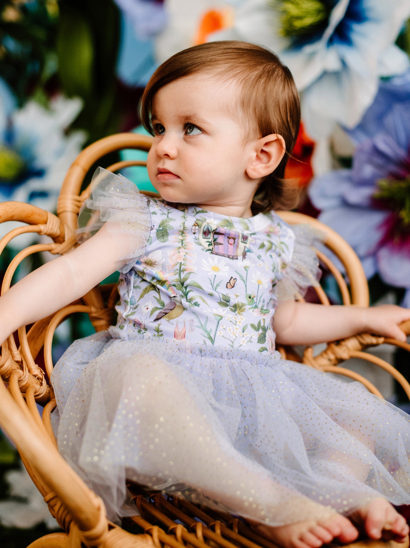 'Fairyland' Dreamy Tutu Bodysuit Dress Baby - Cornflower