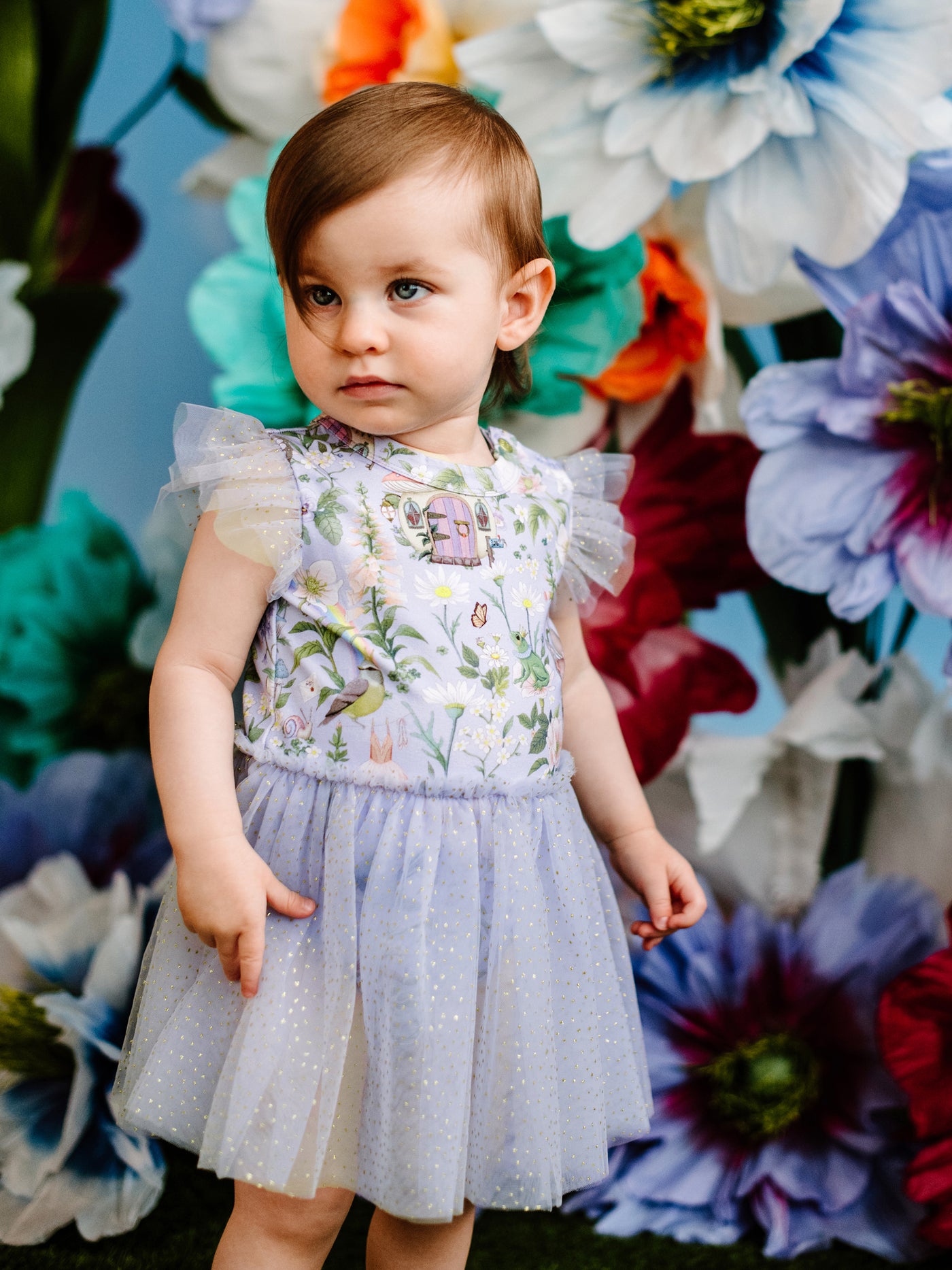 'Fairyland' Dreamy Tutu Bodysuit Dress Baby - Cornflower