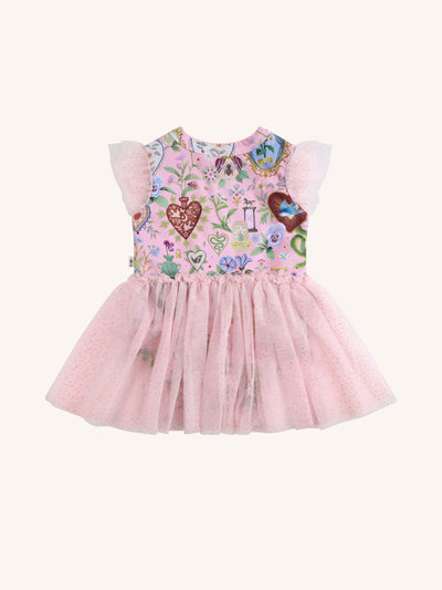 'All my Hearts' Dreamy Tutu Bodysuit Dress - Parfait Pink