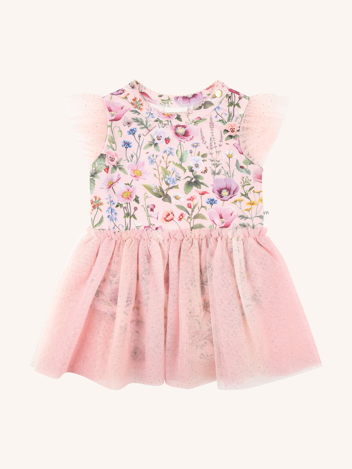 'Garden of Dreams' Tutu Bodysuit Dress - Peach