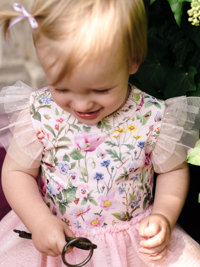 'Garden of Dreams' Tutu Bodysuit Dress - Peach