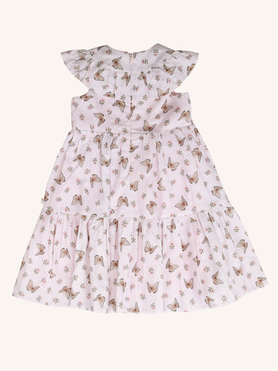 Fluttering Frill Dress - Cream Pink