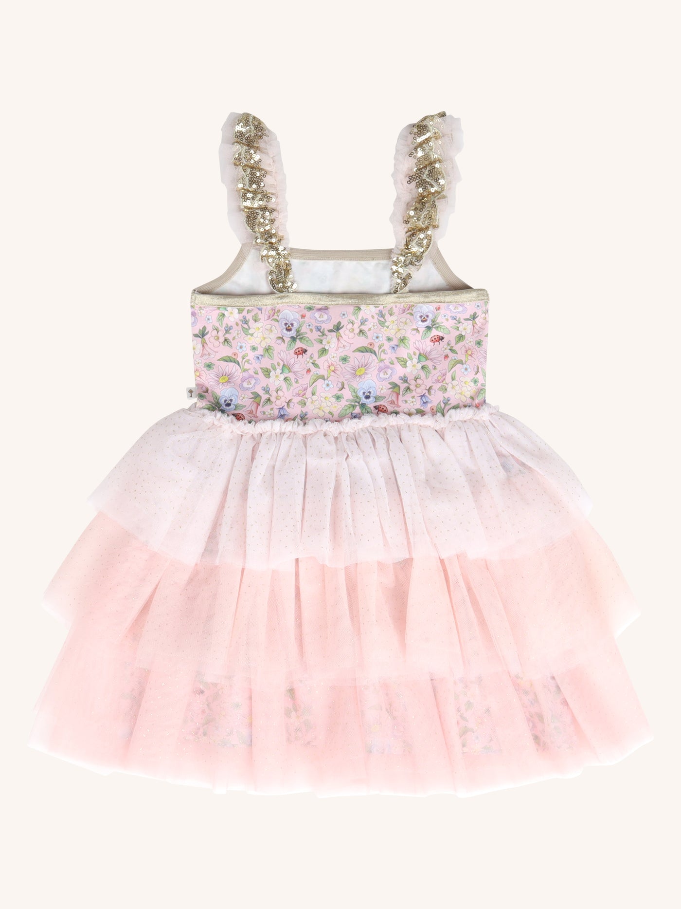 'Garden Ditsy' Signature Strappy Tutu Dress - Strawberry Cream