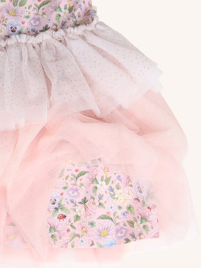 'Garden Ditsy' Signature Strappy Tutu Dress - Strawberry Cream