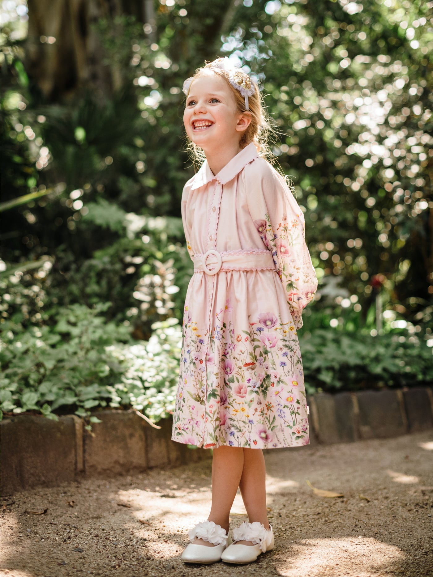 'Garden of Dreams' Bloom Shirt Dress - Powderpink