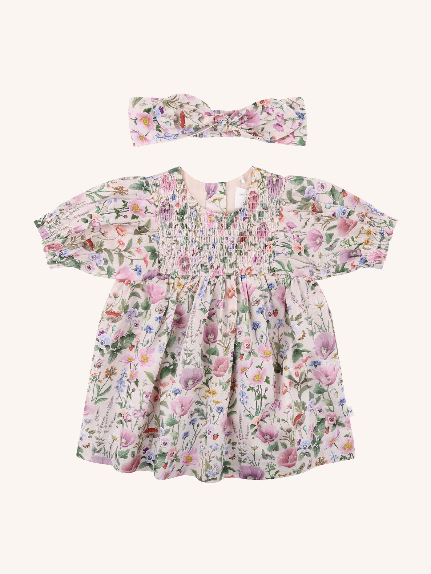 'Garden of Dreams' Dress & Headband Set - Taupe