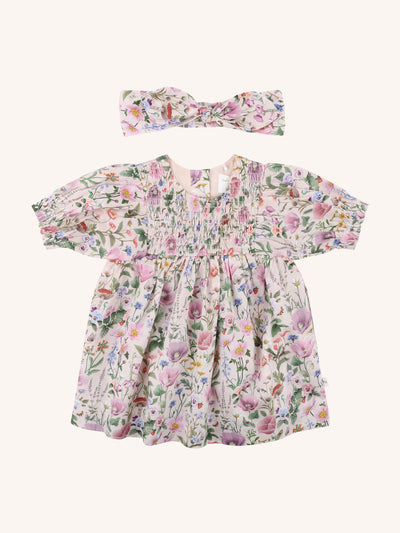 'Garden of Dreams' Dress & Headband Set - Taupe