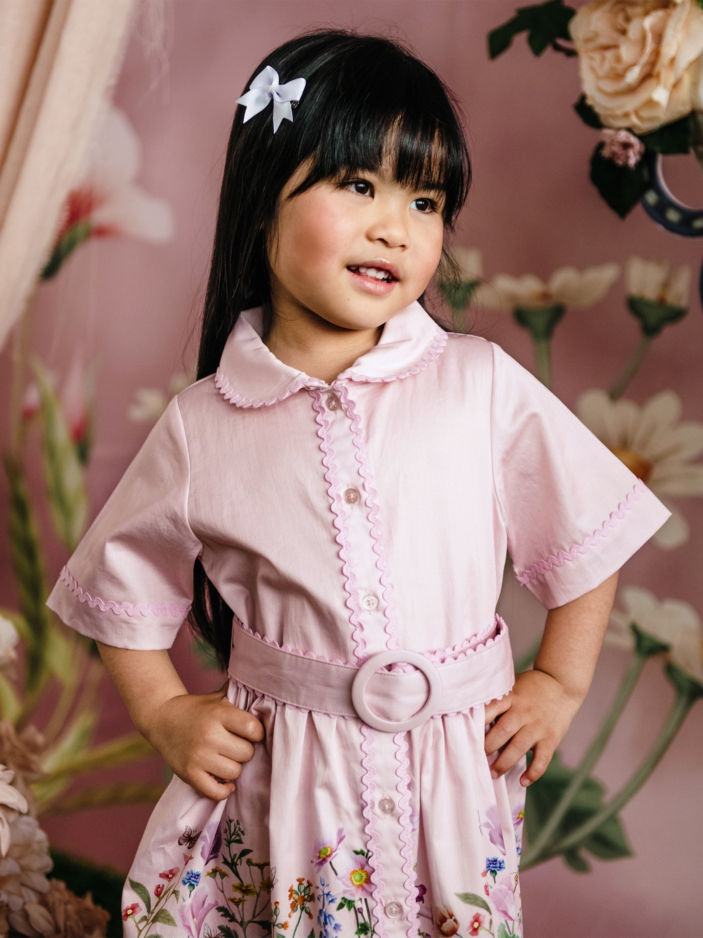'Garden of Dreams' Garland Shirt Dress - Pink