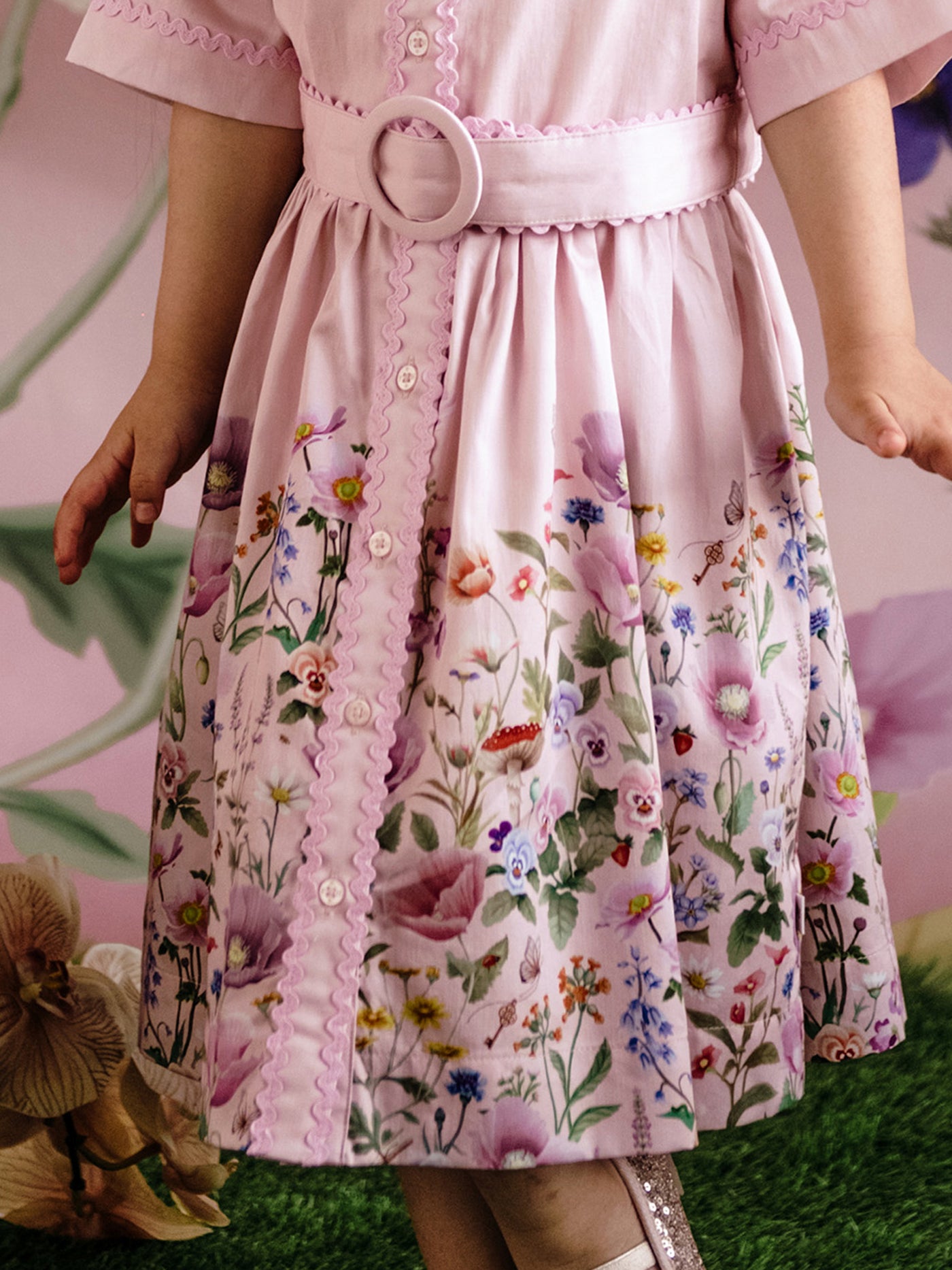 'Garden of Dreams' Garland Shirt Dress - Pink