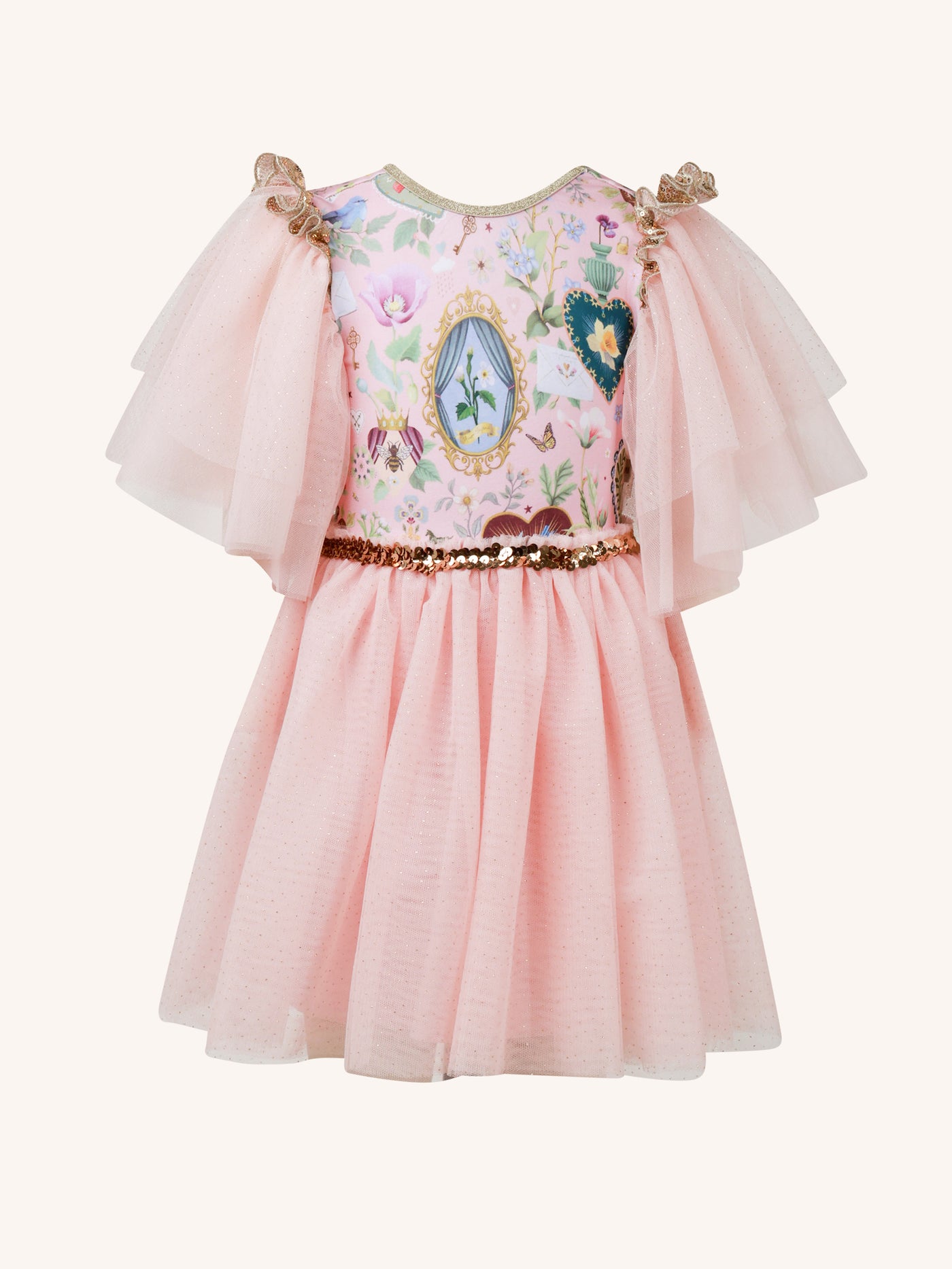 'All my Hearts' Ornate Tutu Dress - Parfait Pink