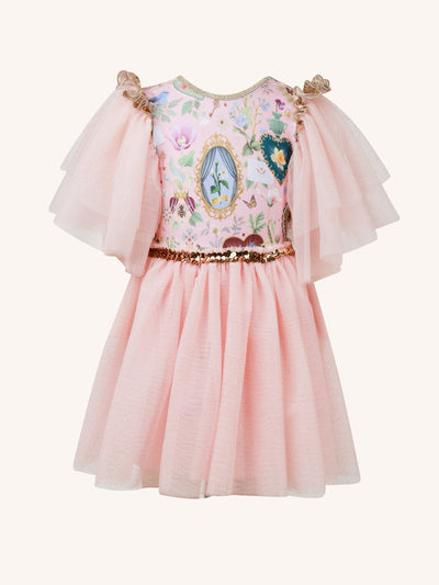 'All my Hearts' Ornate Tutu Dress - Parfait Pink