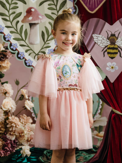 'All my Hearts' Ornate Tutu Dress - Parfait Pink