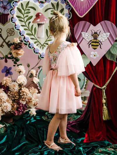 'All my Hearts' Ornate Tutu Dress - Parfait Pink