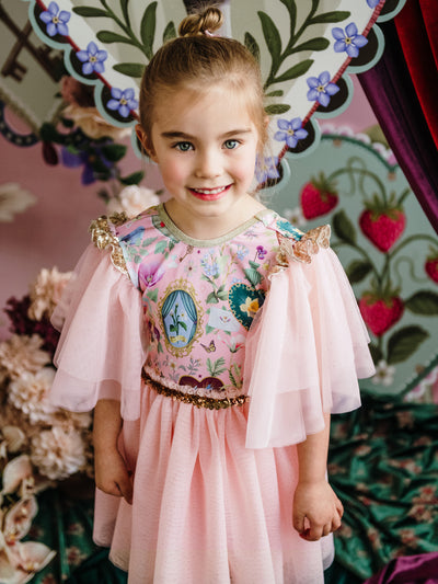 'All my Hearts' Ornate Tutu Dress - Parfait Pink
