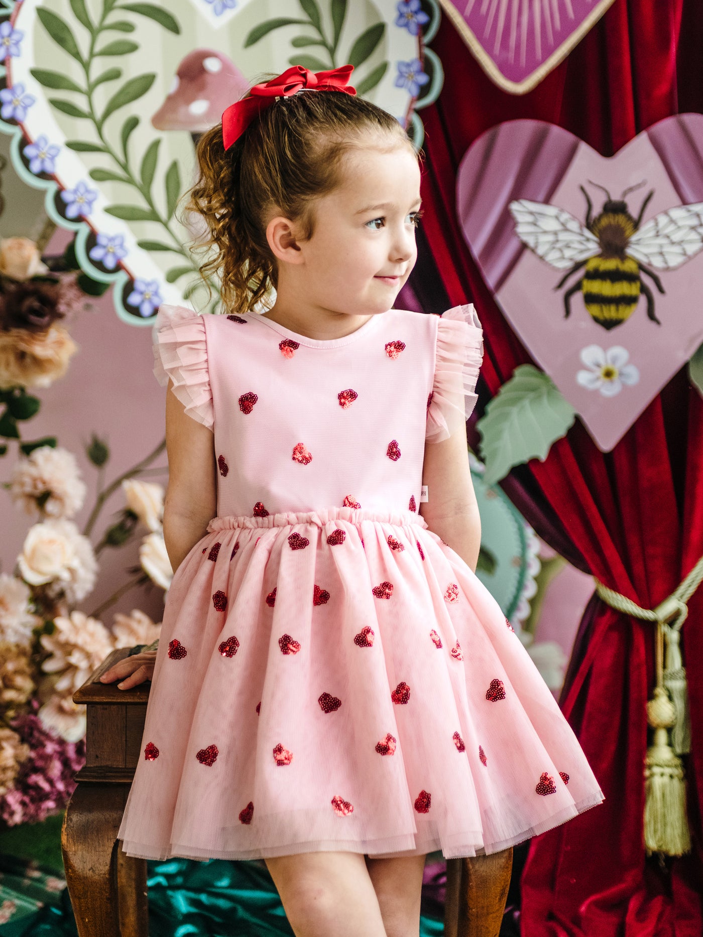 'Hearts' Tutu Dress - Strawberry Cream