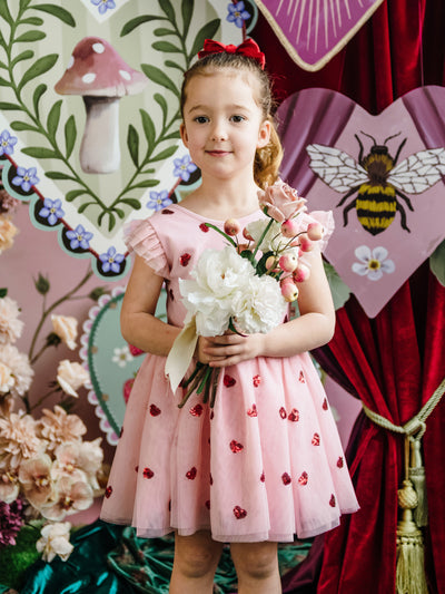 'Hearts' Tutu Dress - Strawberry Cream