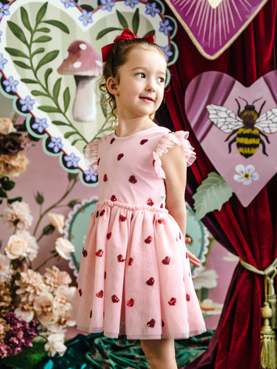'Hearts' Tutu Dress - Strawberry Cream