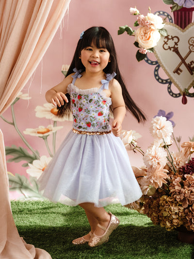 'Hearts Floral' Arabesque Tutu Dress - Violet