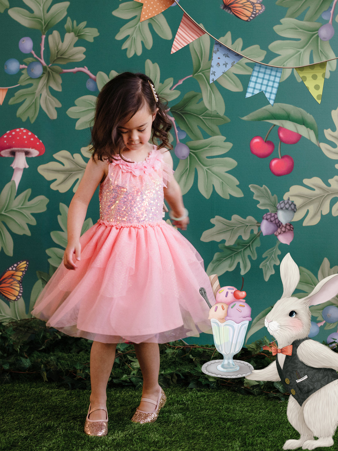 green emerald velvet dress Pink Magic Midi Dress – Fairy Tong main image 0