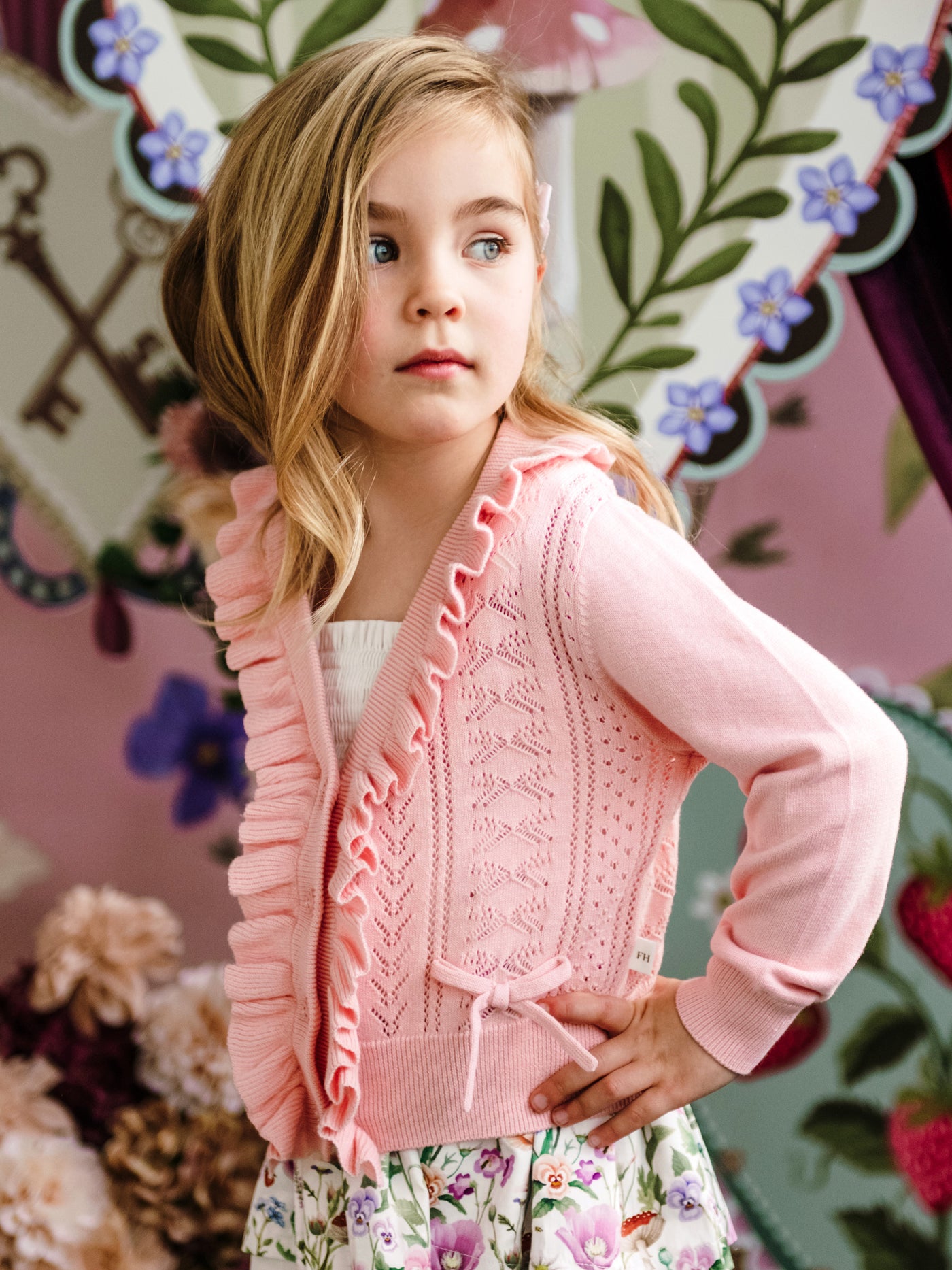 'All my Hearts' Bow Cardigan - Light Strawberry