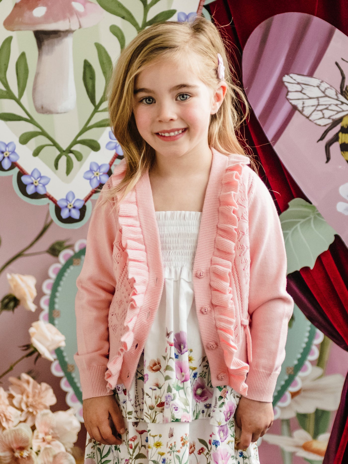 'All my Hearts' Bow Cardigan - Light Strawberry