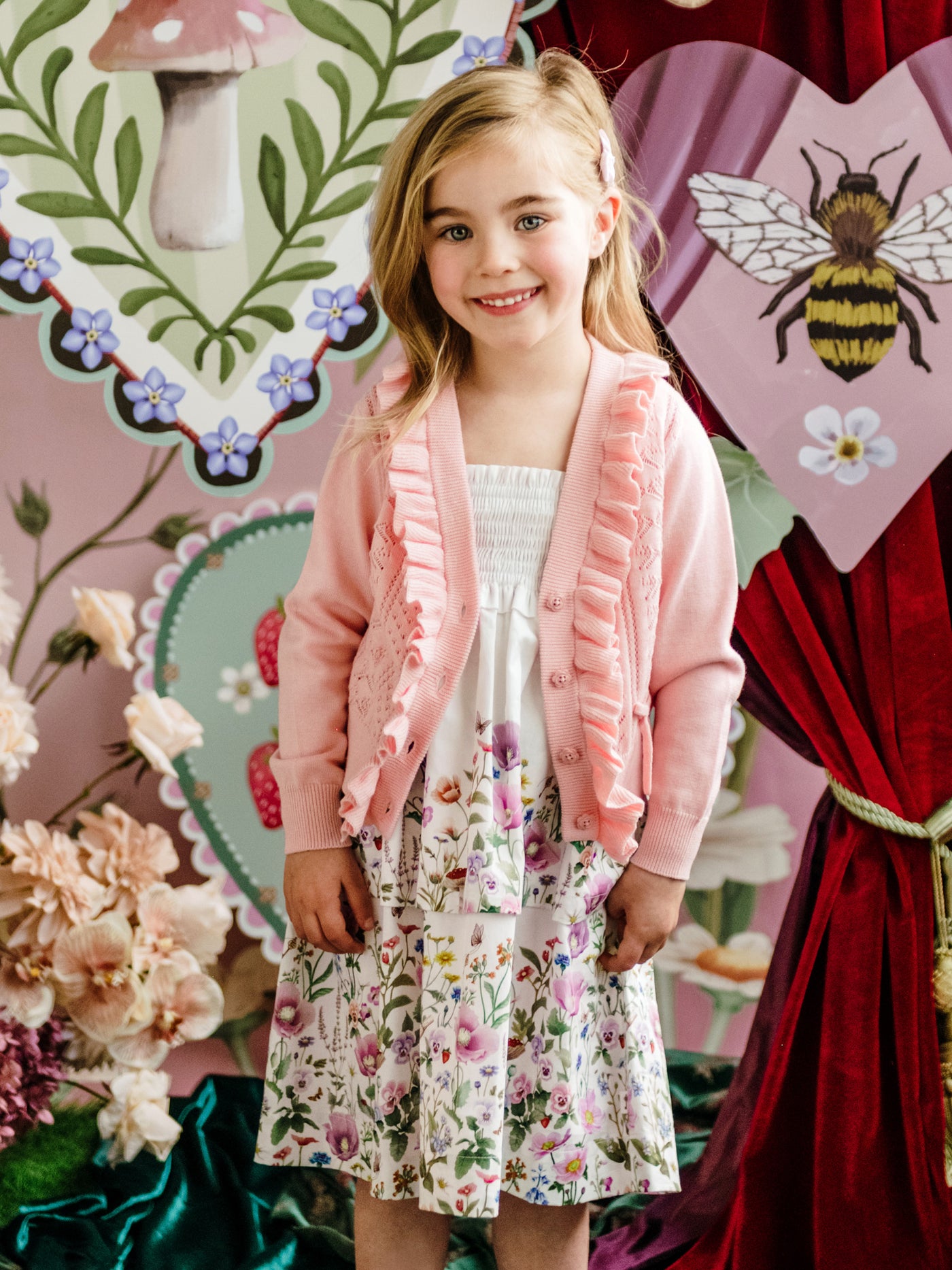 'All my Hearts' Bow Cardigan - Light Strawberry