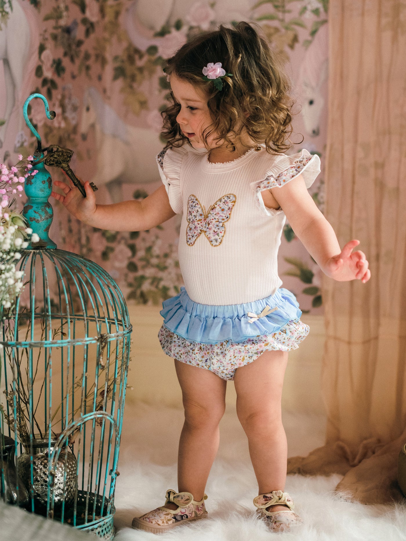 'Butterfly' Darling Frill Bodysuit - Petal Pink