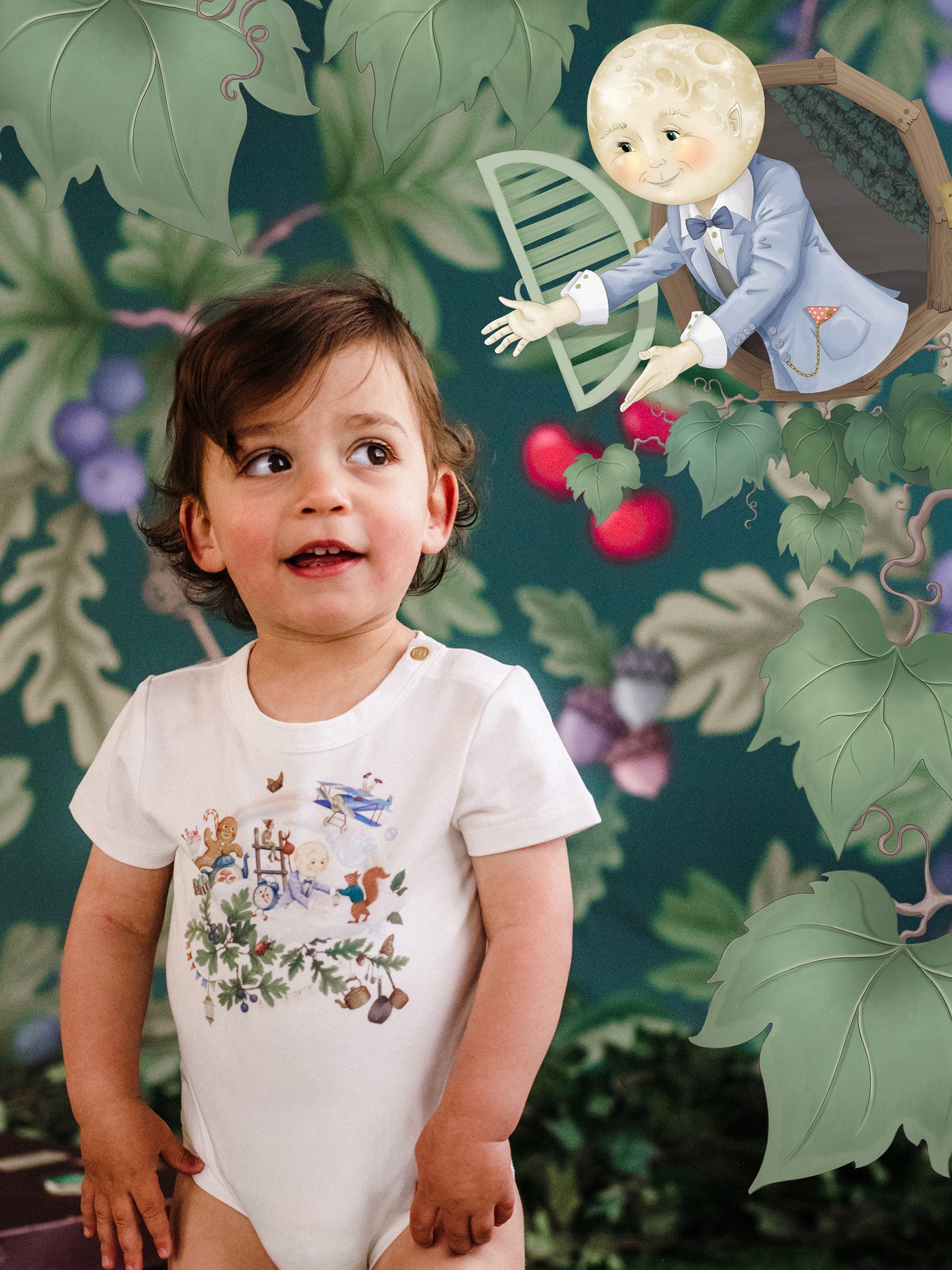 'Up To The Land Of Goodies' Treasured Short Sleeve Bodysuit - Porcelain