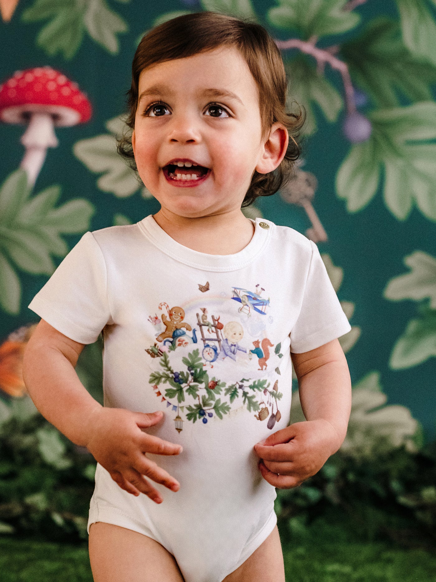 'Up To The Land Of Goodies' Treasured Short Sleeve Bodysuit - Porcelain