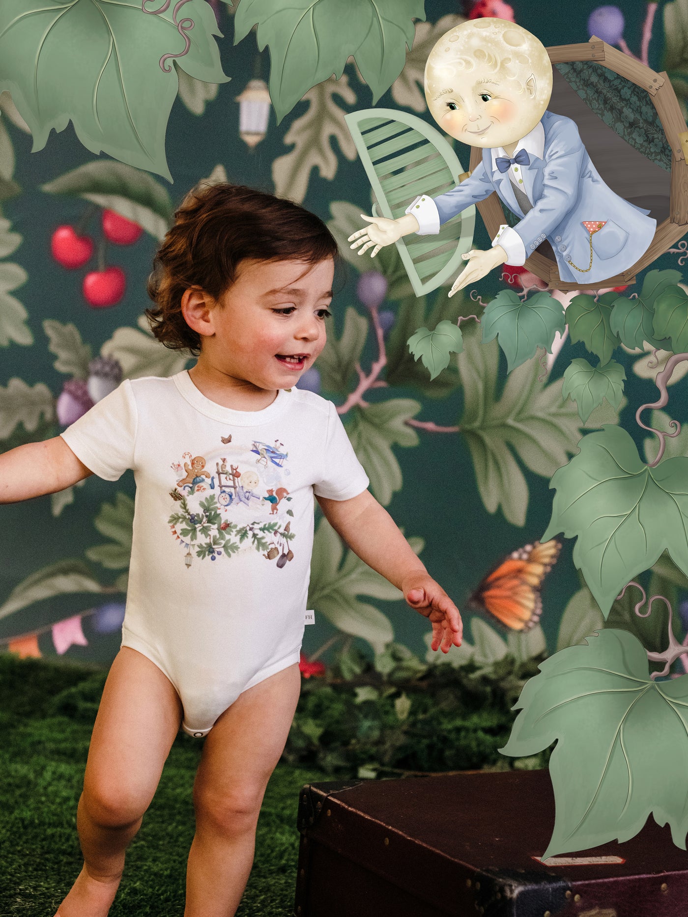 'Up To The Land Of Goodies' Treasured Short Sleeve Bodysuit - Porcelain